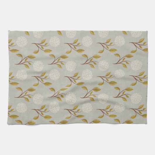 Serviette de thé à l'hydrangée florale gris (Horizontal)