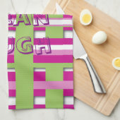 Serviette de thé à rayures - Personnaliser (Quart Plié)
