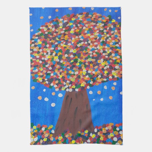 Serviette de thé Abstraite en arbre coloré (Vertical)