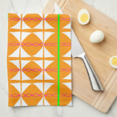 Serviette de thé abstraite orange vif, verte et bl (Quart Plié)