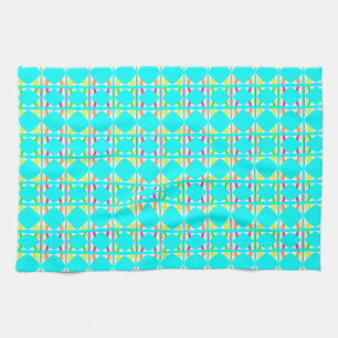 Serviette de thé abstraite orange vif, verte et bl