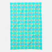 Serviette de thé abstraite orange vif, verte et bl (Vertical)
