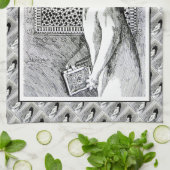 Serviette de thé affectueuse d'art de chat de (Plié)