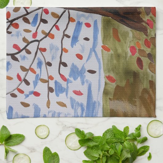 Serviette de thé arbre d'automne (Plié)