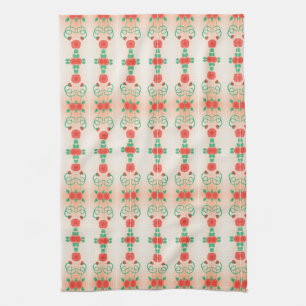 Serviette de thé au design floral rouge