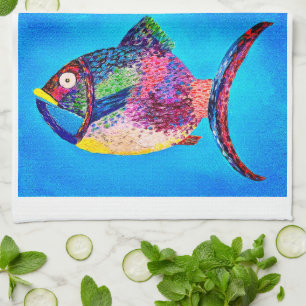 Serviette de thé au poisson amusant