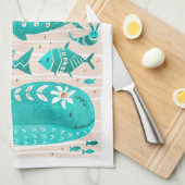 Serviette de thé au poisson côtier (Quart Plié)