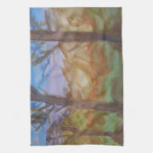 Serviette de thé aux arbres du coucher de soleil (Vertical)