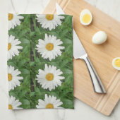 Serviette de thé aux marguerites blanches (Quart Plié)