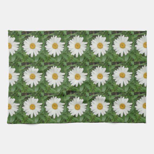 Serviette de thé aux marguerites blanches (Horizontal)
