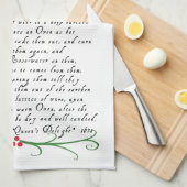 Serviette de thé avec la recette et l'illustration (Quart Plié)