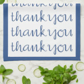 Serviette de thé bleu Merci (Plié)