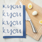 Serviette de thé bleu Merci (Quart Plié)