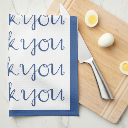 Serviette de thé bleu Merci (Quart Plié)