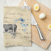 Serviette de thé bleue de carte postale de fleur (Quart Plié)