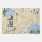 Serviette de thé bleue de carte postale de fleur (Horizontal)