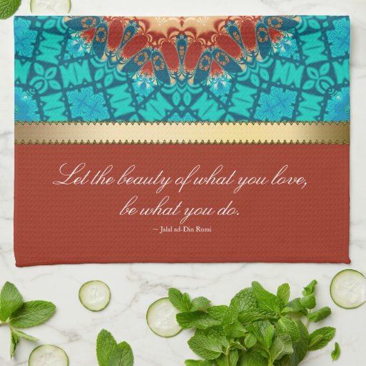 Serviette de thé bleue de citation d'art d'âge de (Plié)