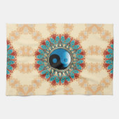 Serviette de thé bleue de fleur d'âge de YinYang (Horizontal)