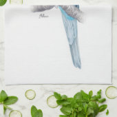 Serviette de thé bleue tropicale de perroquet (Plié)