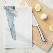 Serviette de thé bleue tropicale de perroquet (Quart Plié)