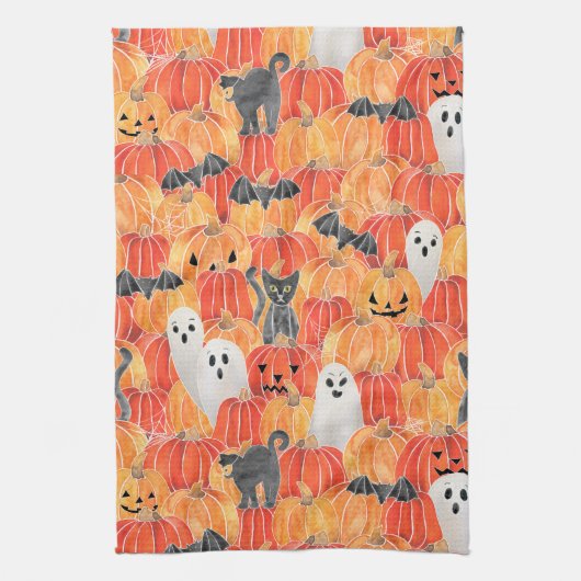 Serviette de thé Citrouille Éffrayant (Vertical)