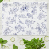 Serviette de thé classique bleue et blanche floral (Plié)