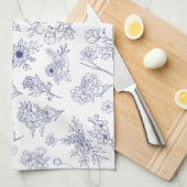 Serviette de thé classique bleue et blanche floral (Quart Plié)