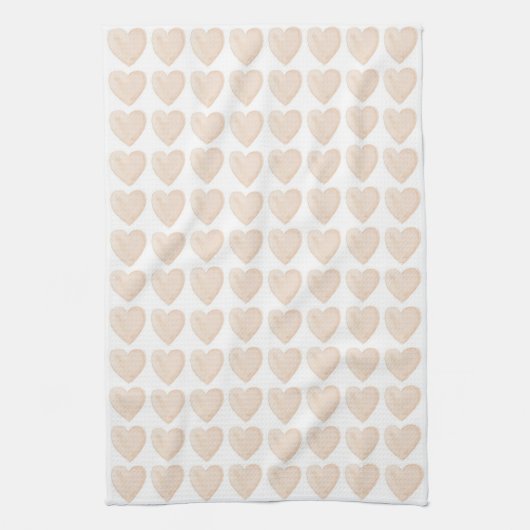 Serviette de thé - Coeurs d'amour beige (Vertical)