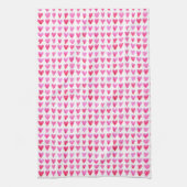 Serviette de thé - Coeurs d'amour rose (Vertical)