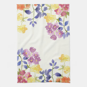 Serviette de thé colorée pour aquarelle de fleurs