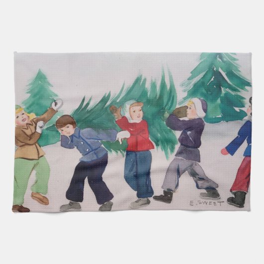 Serviette de thé d'art de Noël originale (Horizontal)