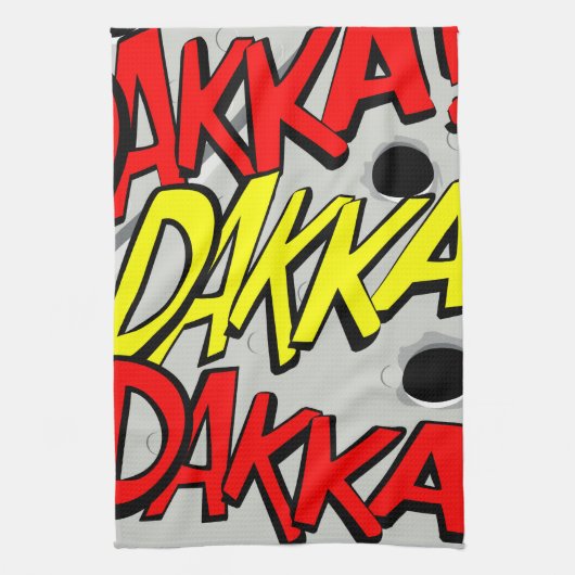 Serviette de thé de bande dessinée - dakka, dakka, (Vertical)