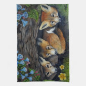 Serviette de thé de chiots de Fox (Vertical)
