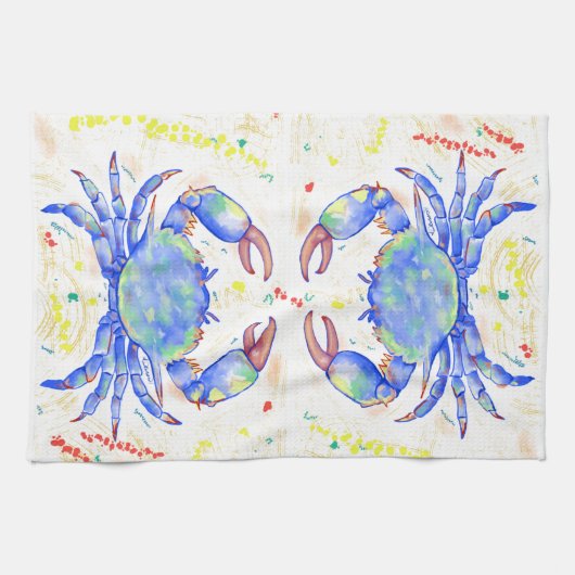 Serviette de thé de crabe bleu (Horizontal)