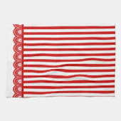 Serviette de thé de dentelle de crâne de rayure - (Horizontal)