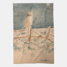 Serviette de thé de hibou d'hiver