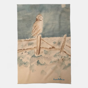 Serviette de thé de hibou d'hiver