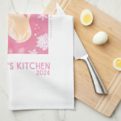 Serviette de thé de Noël rose sur mesure (Quart Plié)