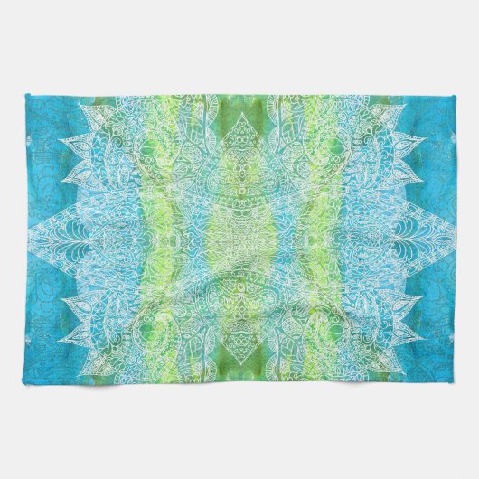 Serviette de thé de Paisley de batik d'aquarelle (Horizontal)