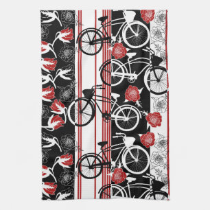 Serviette de thé de panier de fleur de vélo