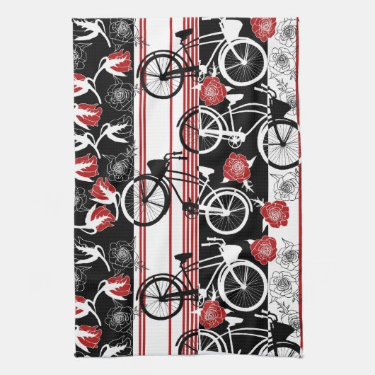 Serviette de thé de panier de fleur de vélo (Vertical)