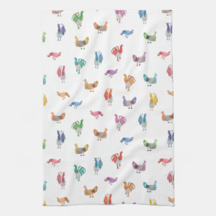 Serviette de thé de poulet d'arc-en-ciel