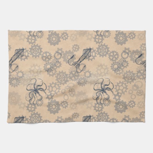Serviette de thé de poulpe de Steampunk (Horizontal)