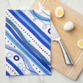 Serviette de thé de ruban bleu (Quart Plié)