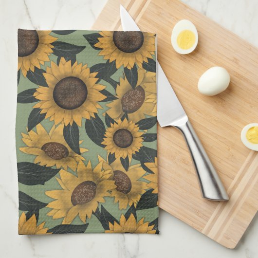 Serviette de thé de tournesol (Quart Plié)