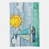 Serviette de thé de yacht de plage de bois de (Vertical)