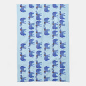 Serviette de thé d'humeur d'éléphant, motif bleu (Vertical)