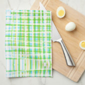 Serviette de thé en bleu et vert (Quart Plié)