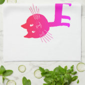 Serviette de thé en chat rose (Plié)