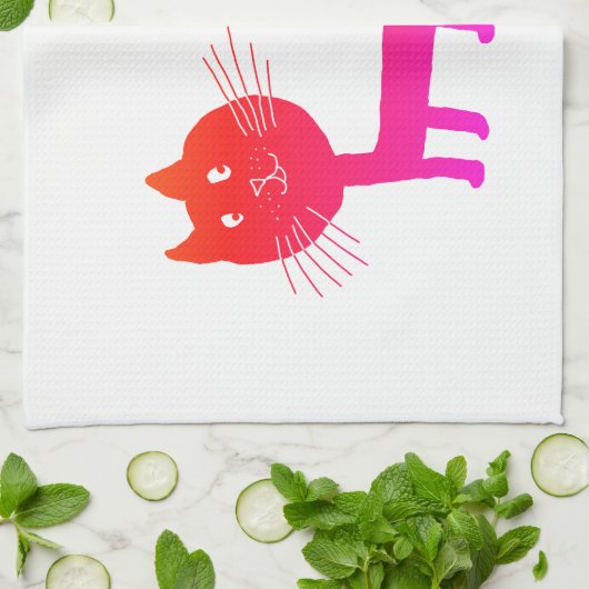 Serviette de thé en chat rose (Plié)